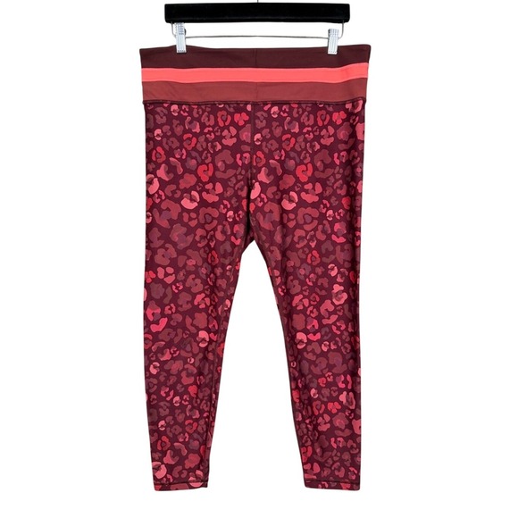 Athleta Pants - Athleta Elation 7/8 Tight Leopard Print Burgundy Pink Womens XL Workout Leggings